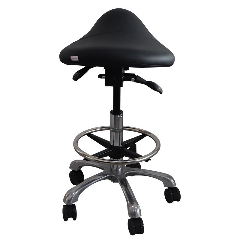 Rolling stool with online footrest