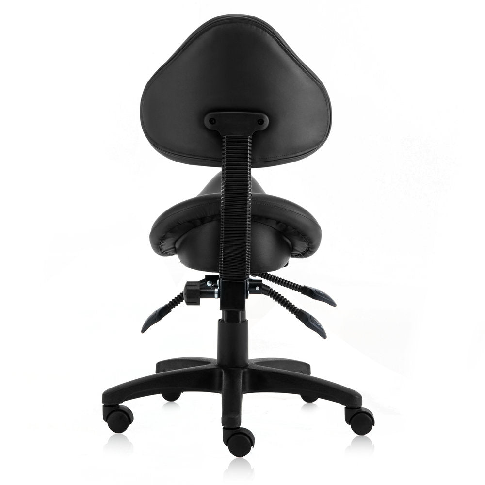 Rolling saddle stool discount with back support