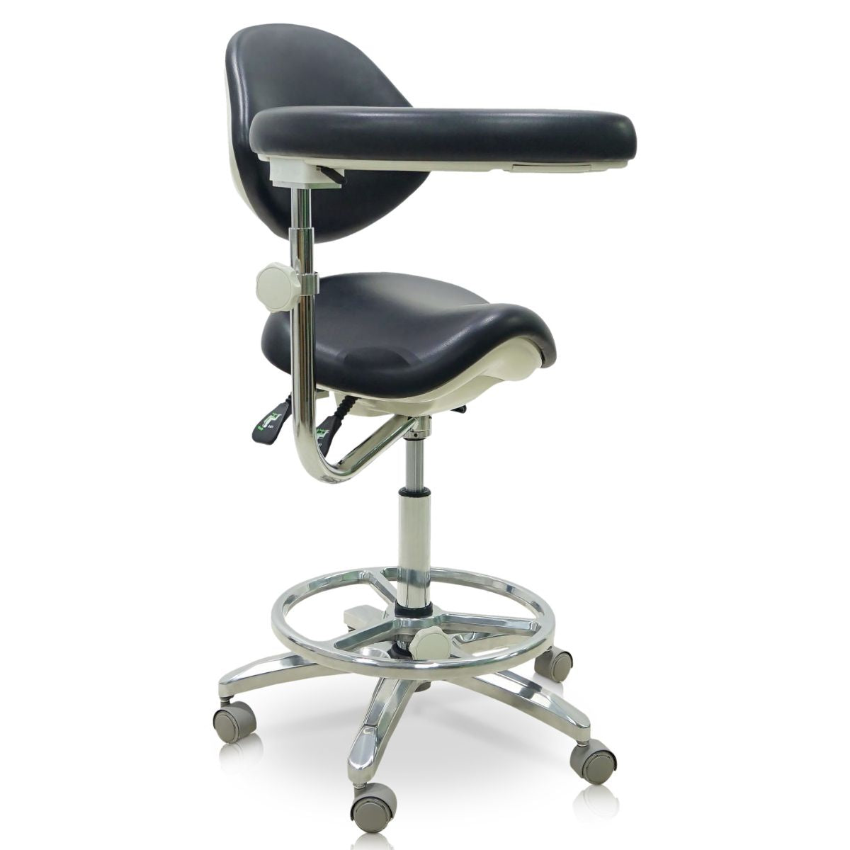 Saddle Style Dental Assistant Stool with Footrest Sit Healthier