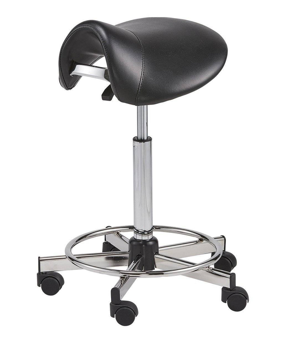 Pneumatic Vinyl-Upholstered Saddle Chair with Footrest | SitHealthier ...